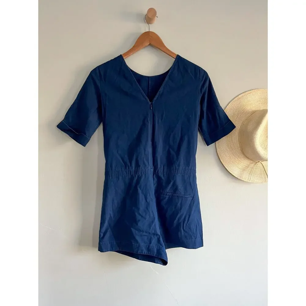 COS | Navy Drawstring Shorts Romper | US Sz 2 - Picture 8 of 13